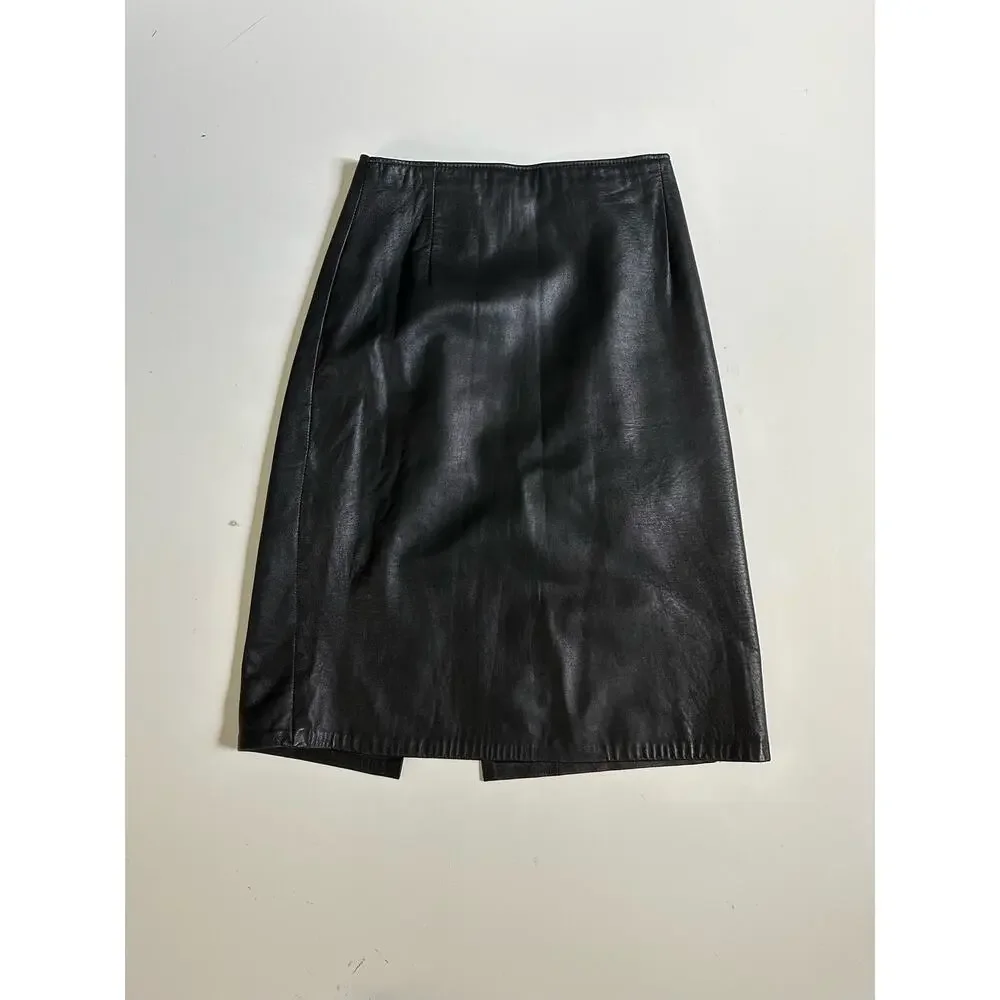Vintage Black Leather Skirt by Contempo Casuals size 4